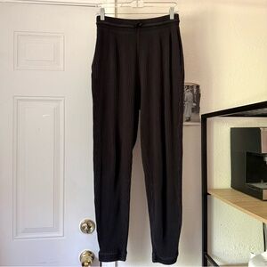 BASERANGE black organic cotton rib ribbed pull on jogger pants